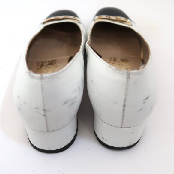 FERRAGAMO Two Tone spectator low heel pumps 6.5 B black & white - Picture 6 of 9